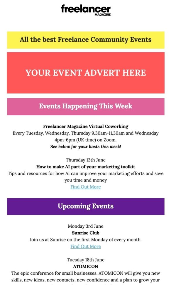 Events Email Sponsored Banner - Freelancer Magazine